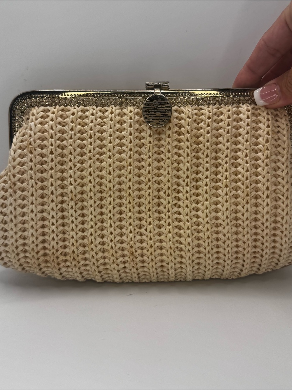 Woven Straw Clutch - Cream - Picture 2 of 8